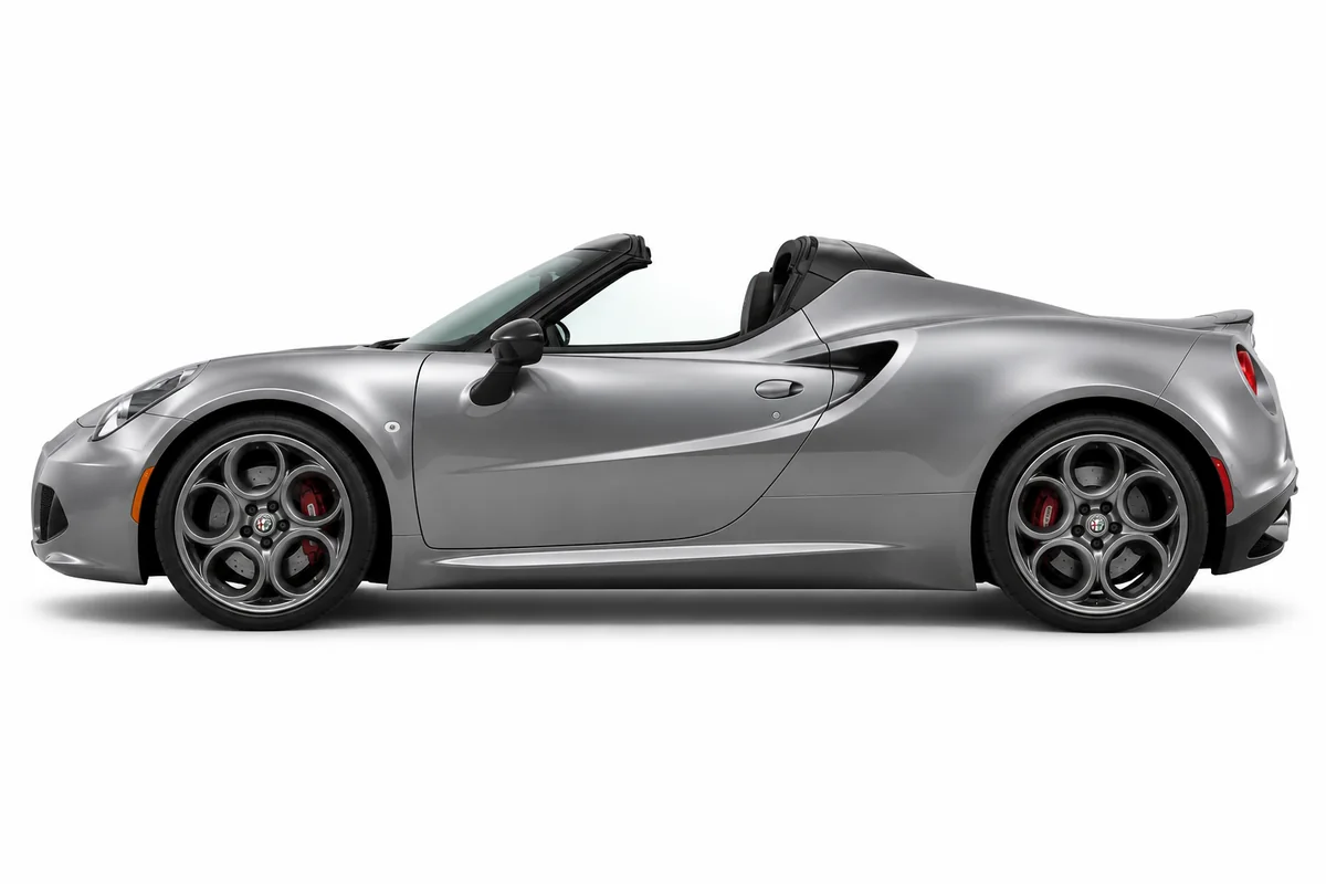 Illustrative side view of Alfa Romeo 4C Spider; model year and body style may differ