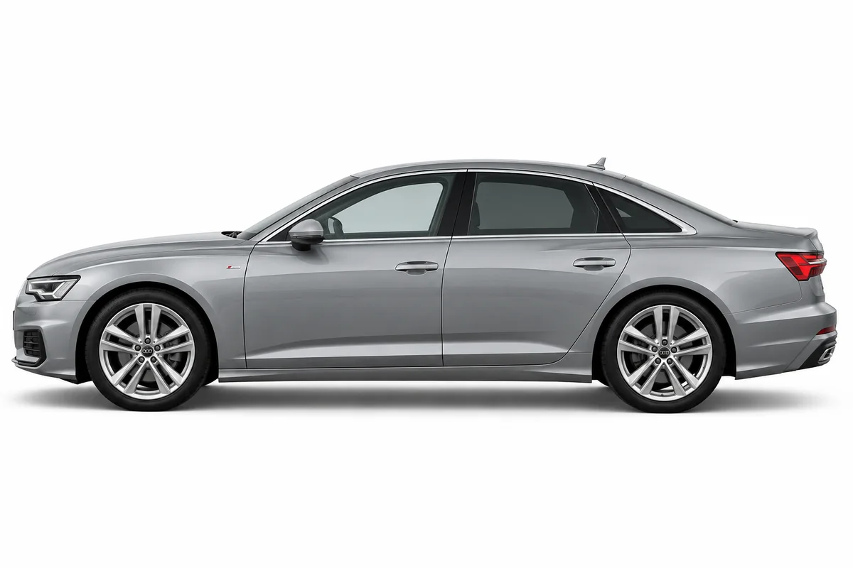 Illustrative side view of Audi A6; model year and body style may differ