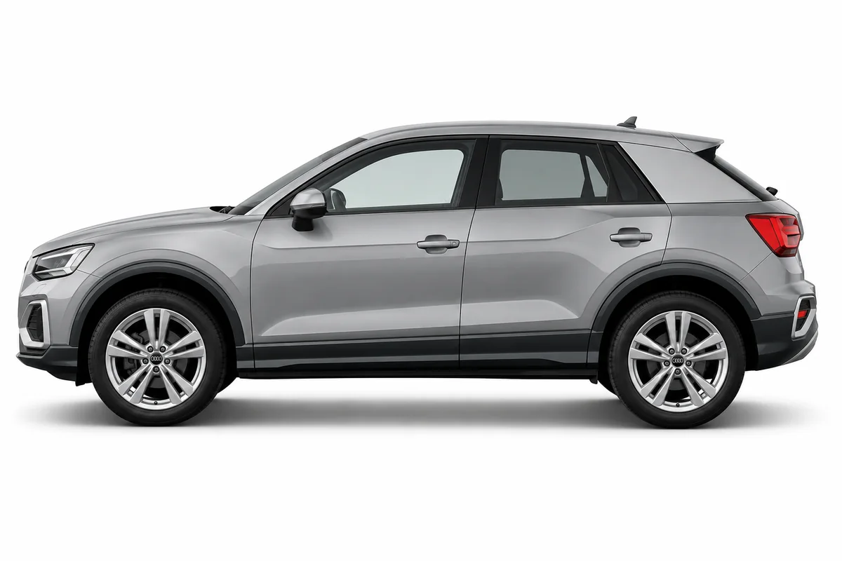 Illustrative side view of Audi Q2; model year and body style may differ