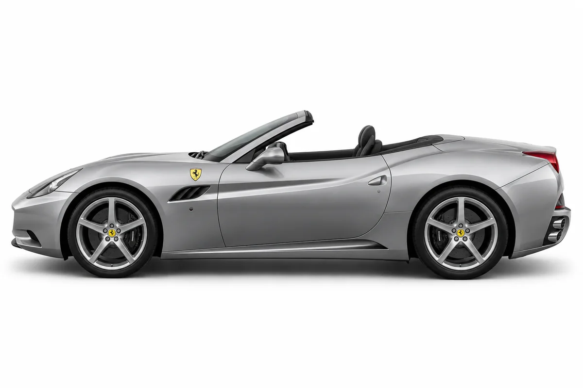 Illustrative side view of Ferrari California; model year and body style may differ