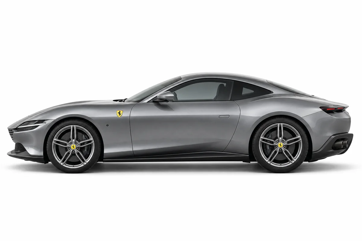 Illustrative side view of Ferrari Roma; model year and body style may differ