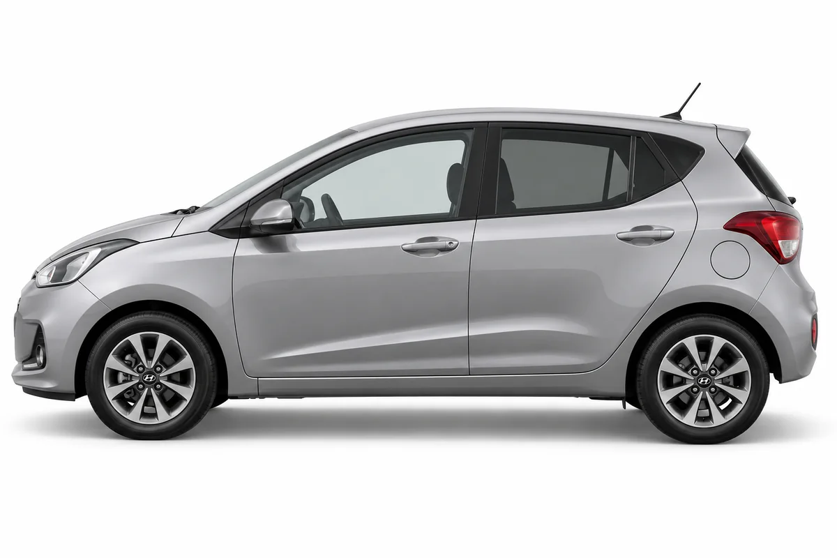Illustrative side view of Hyundai I10; model year and body style may differ