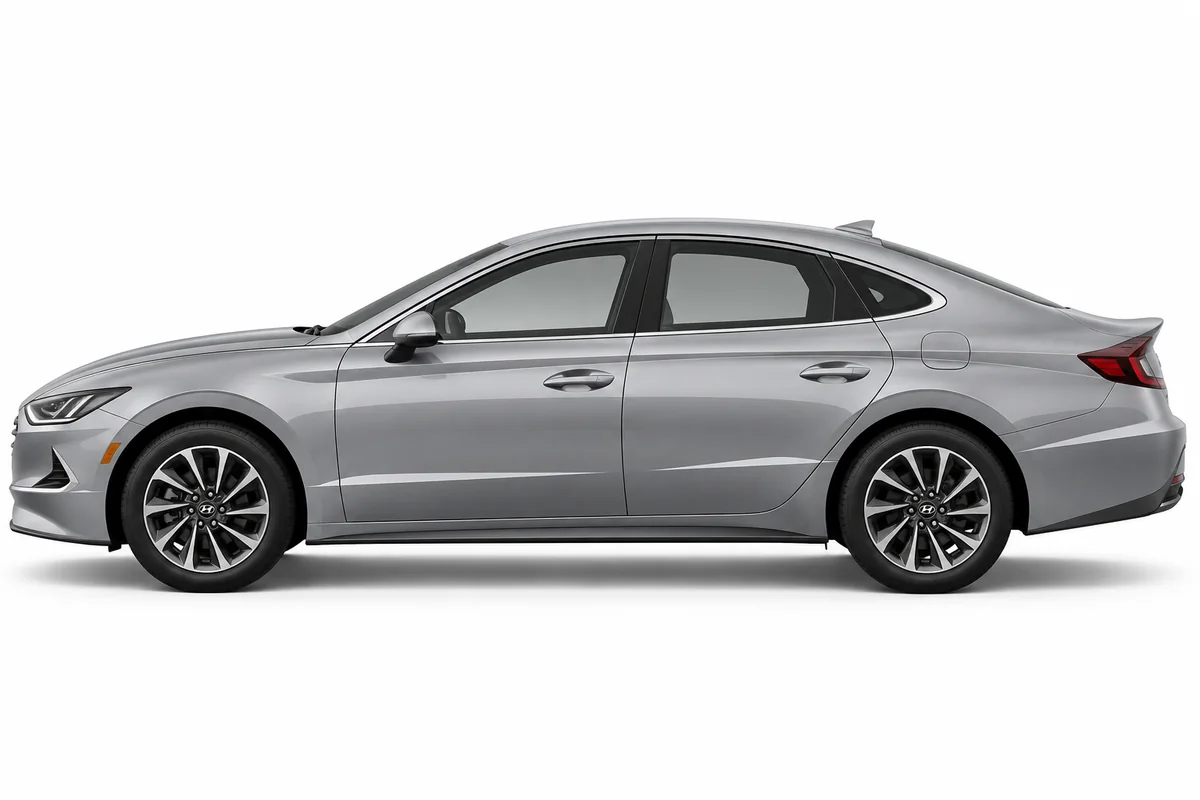 Illustrative side view of Hyundai Sonata; model year and body style may differ