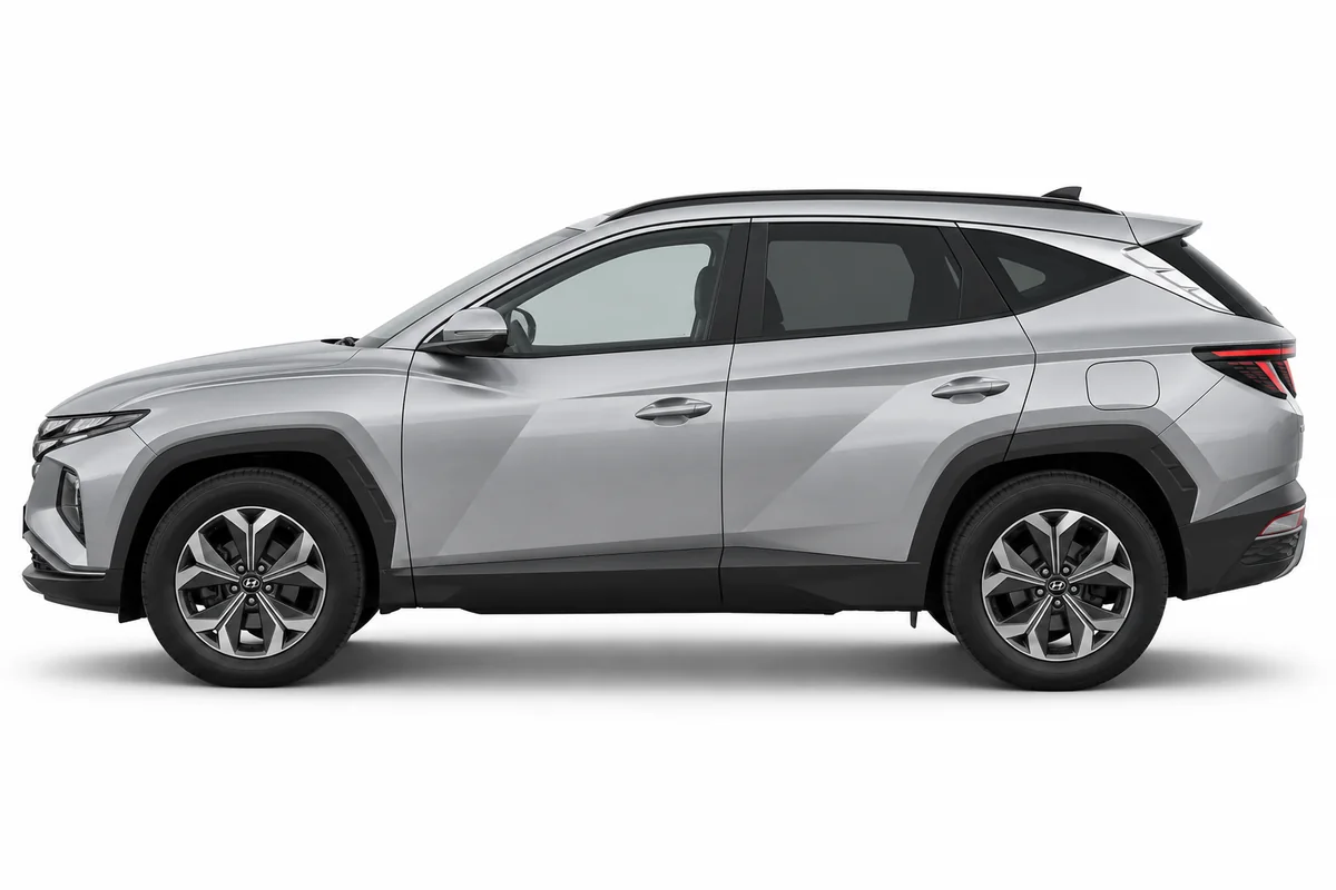 Illustrative side view of Hyundai Tucson; model year and body style may differ
