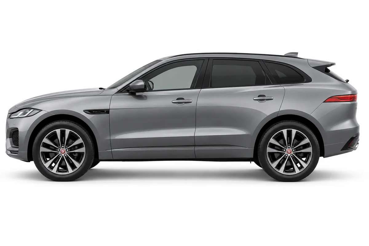 Illustrative side view of Jaguar F Pace; model year and body style may differ