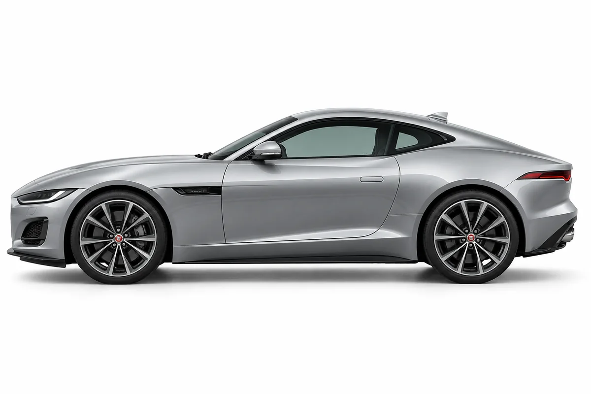Illustrative side view of Jaguar F-Type; model year and body style may differ