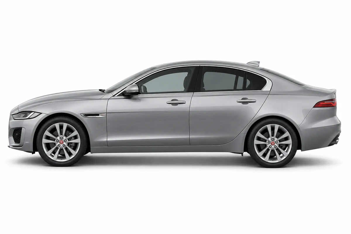 Illustrative side view of Jaguar Xe; model year and body style may differ