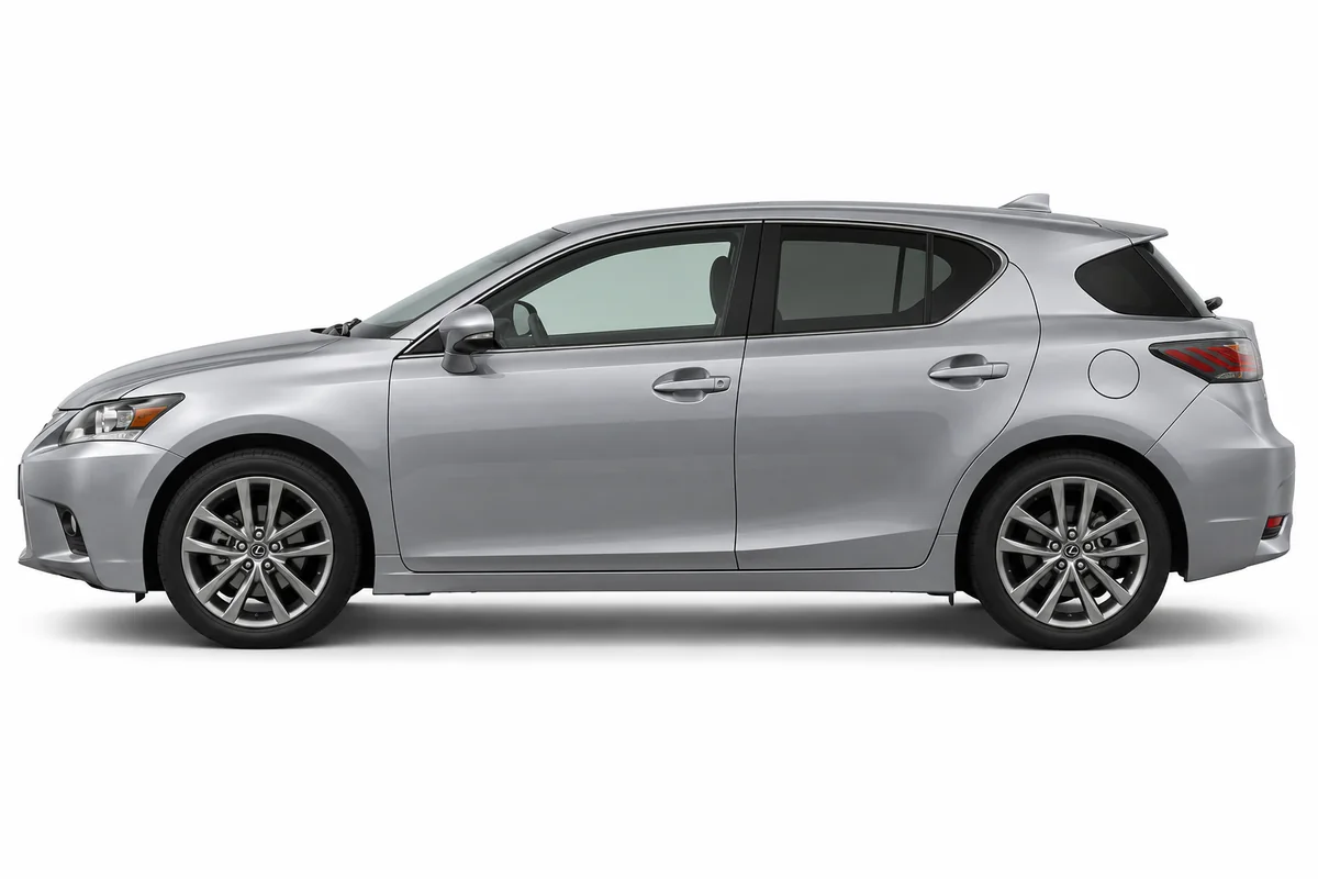 Illustrative side view of Lexus Ct200H; model year and body style may differ
