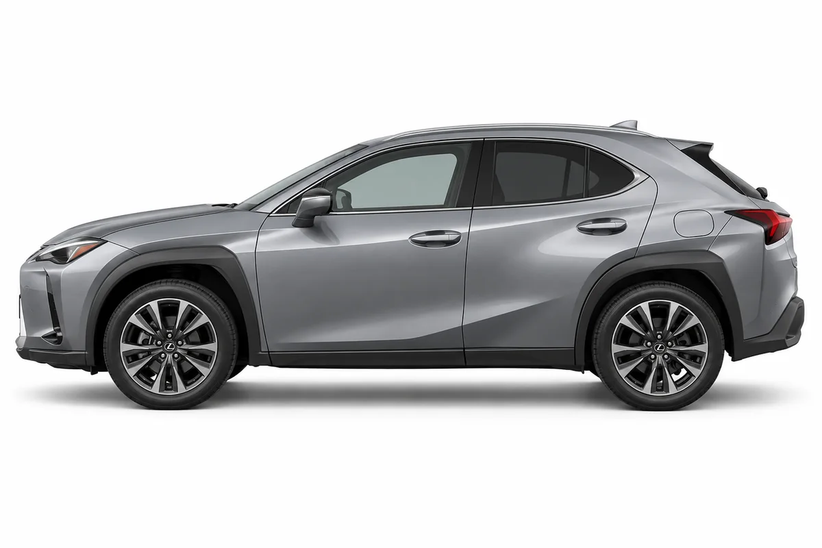 Illustrative side view of Lexus UX; model year and body style may differ