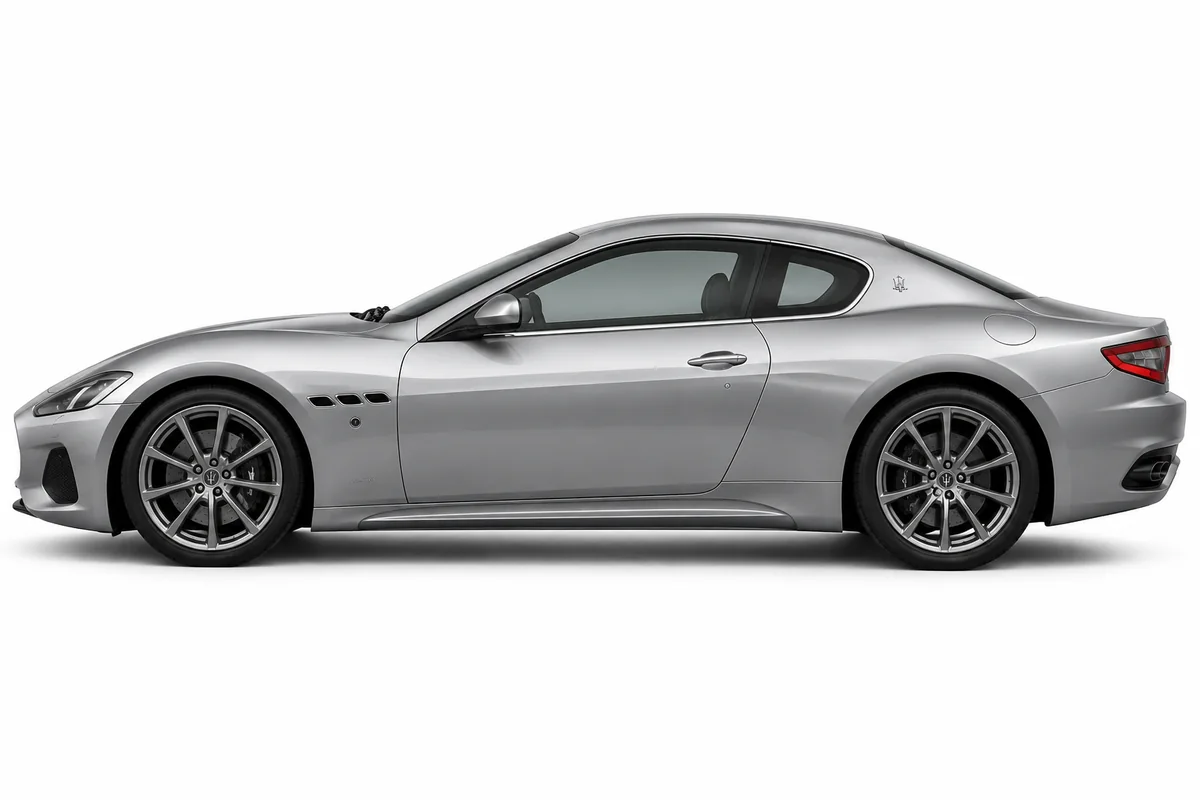 Illustrative side view of Maserati Gran Turismo; model year and body style may differ