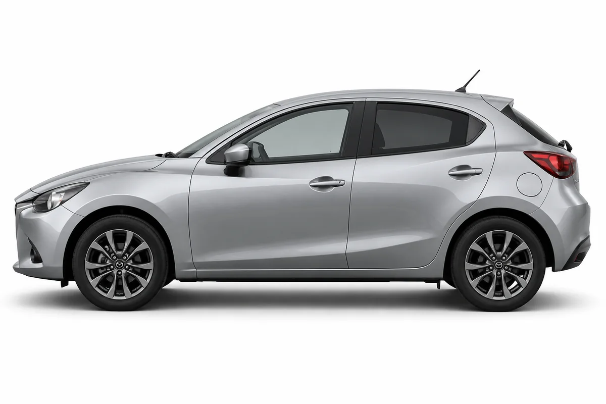 Illustrative side view of Mazda Mazda2; model year and body style may differ