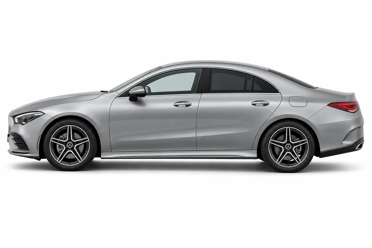 Illustrative side view of Mercedes-Benz CLA; model year and body style may differ