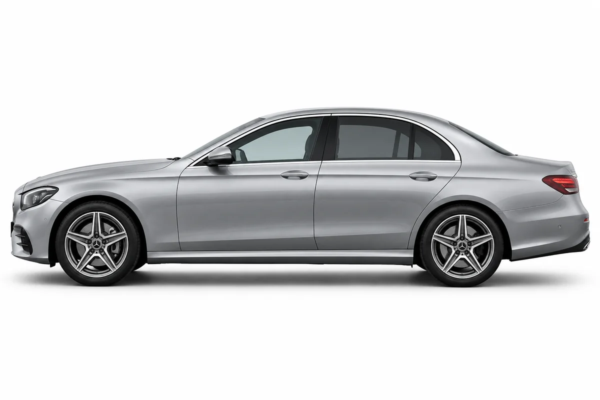 Illustrative side view of Mercedes-Benz E-Class; model year and body style may differ