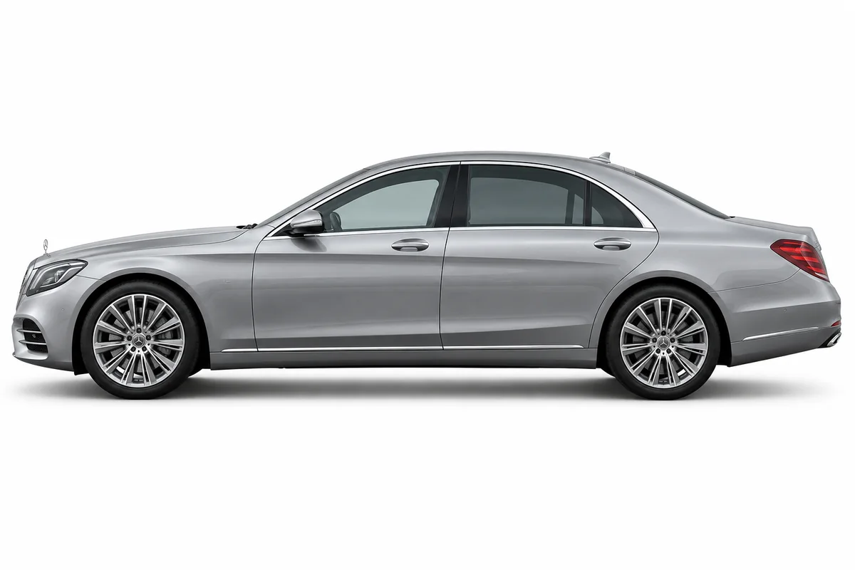 Illustrative side view of Mercedes-Benz S Class; model year and body style may differ