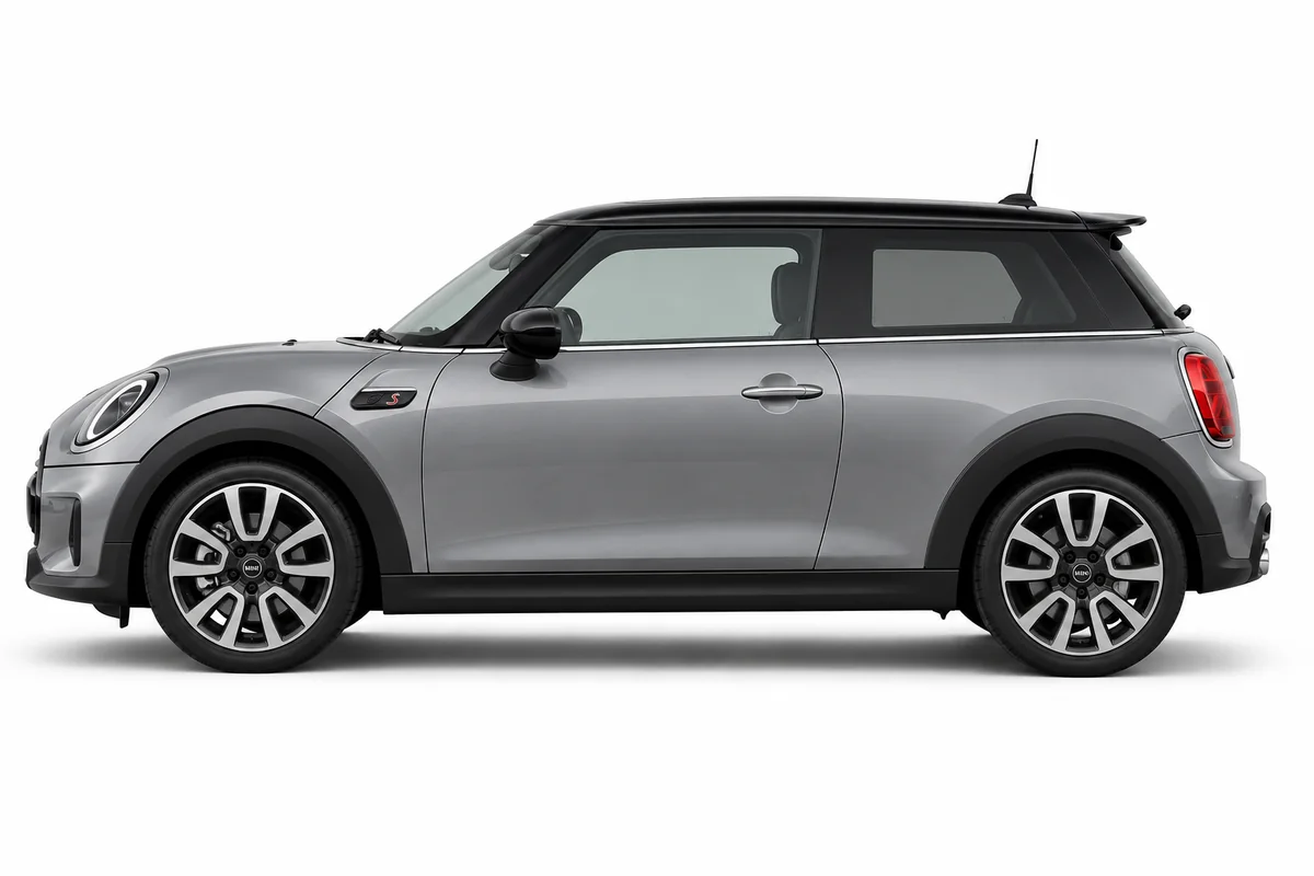 Illustrative side view of MINI Cooper S; model year and body style may differ