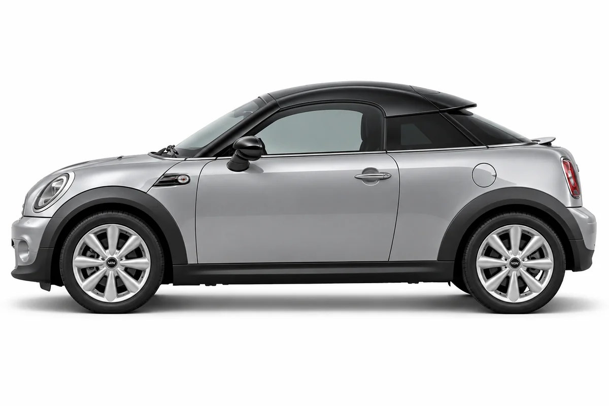 Illustrative side view of MINI Coupe; model year and body style may differ