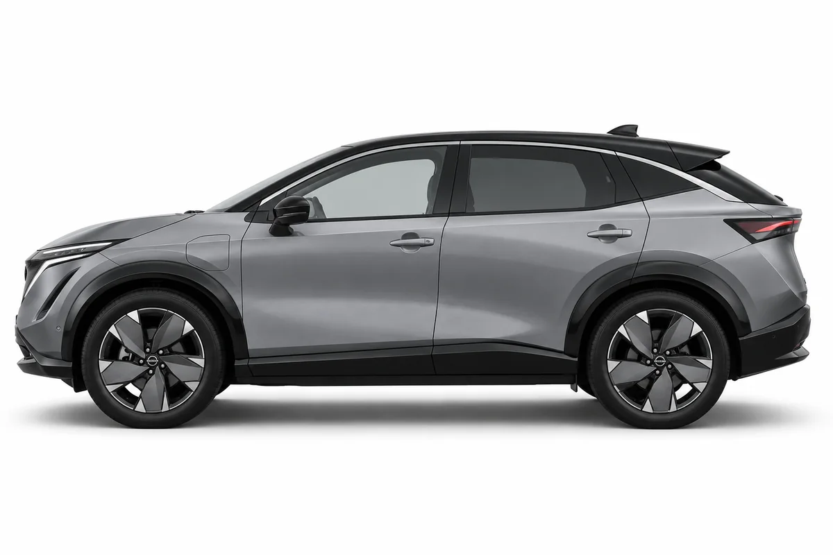 Illustrative side view of Nissan Ariya; model year and body style may differ