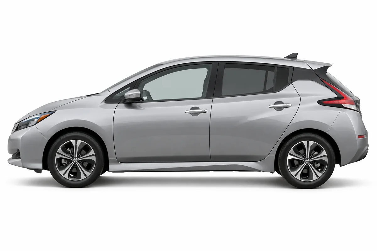 Illustrative side view of Nissan Leaf; model year and body style may differ