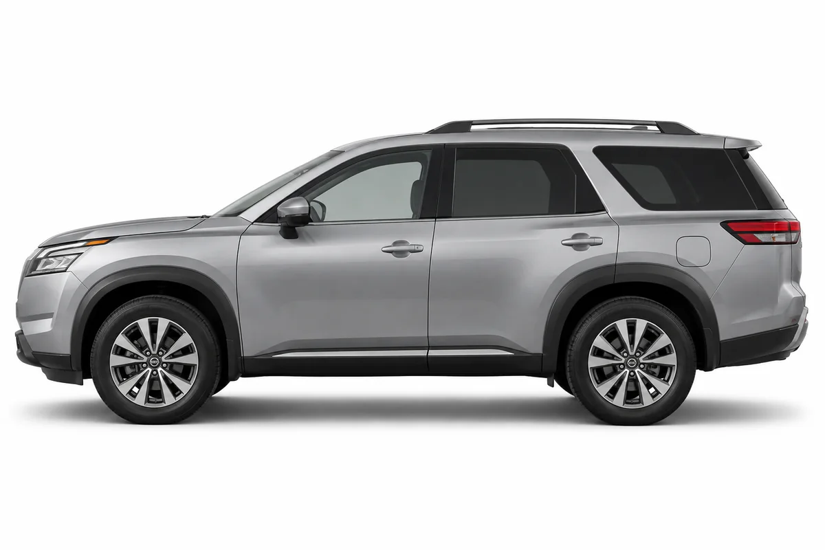 Illustrative side view of Nissan Pathfinder; model year and body style may differ
