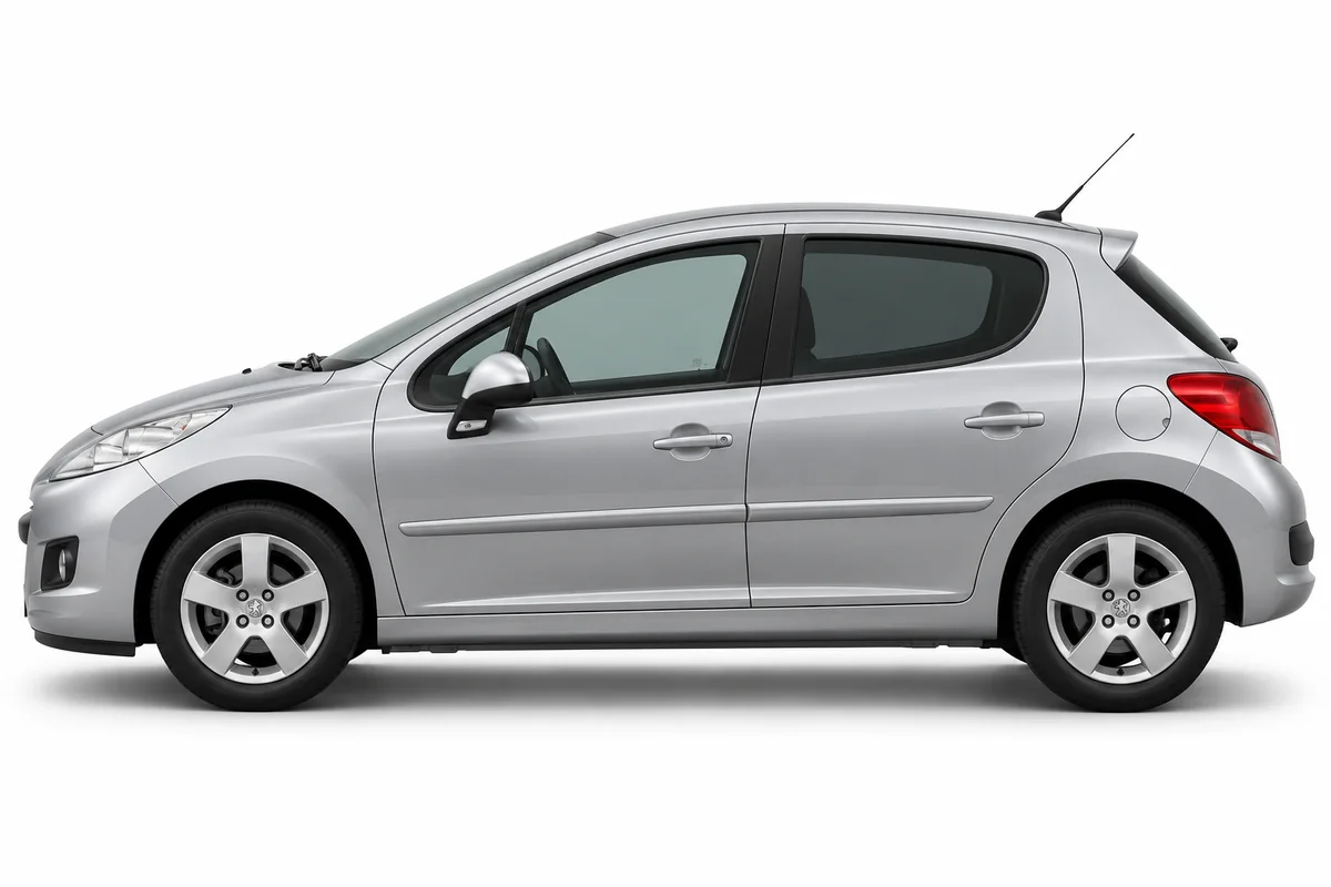 Illustrative side view of Peugeot 207; model year and body style may differ