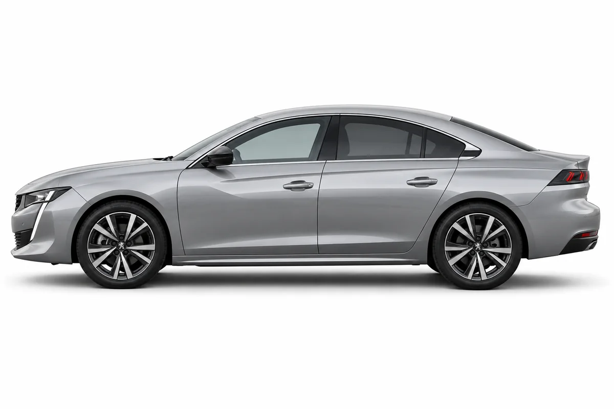 Illustrative side view of Peugeot 508; model year and body style may differ