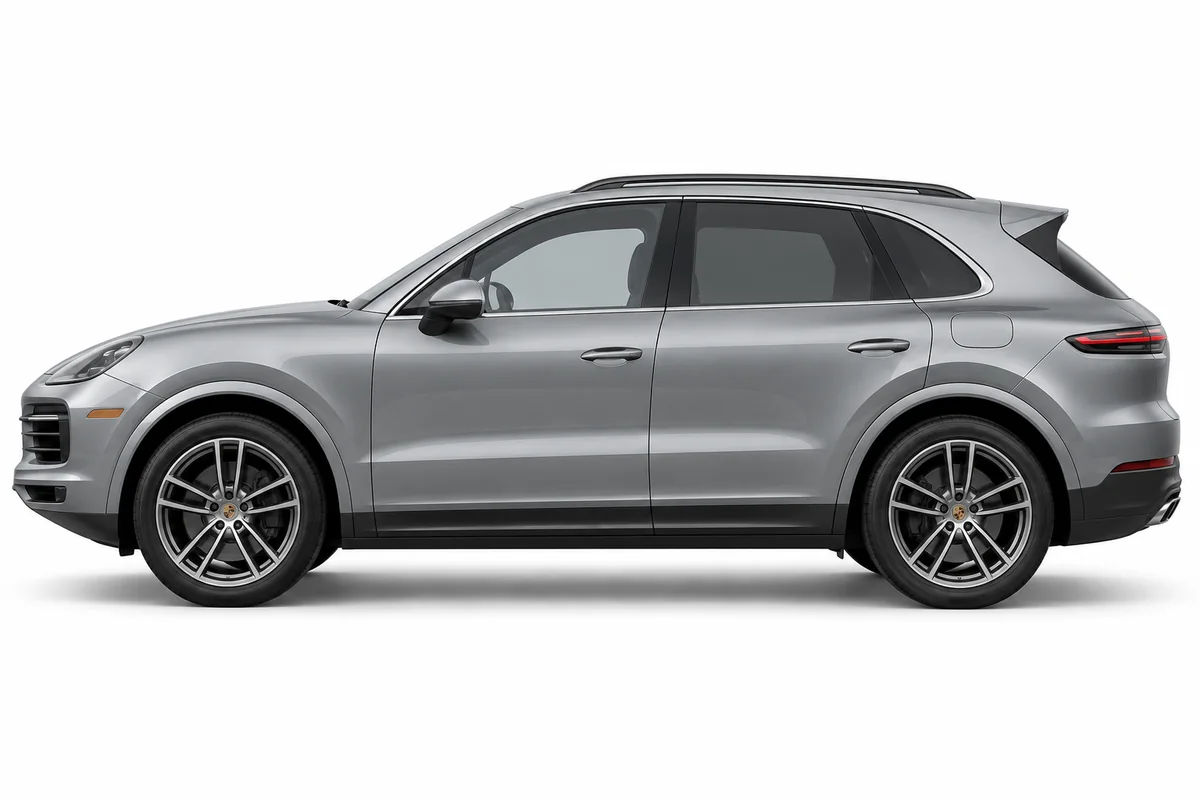Illustrative side view of Porsche Cayenne; model year and body style may differ