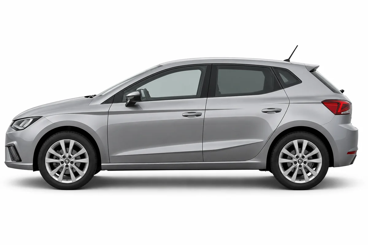 Illustrative side view of SEAT Ibiza; model year and body style may differ