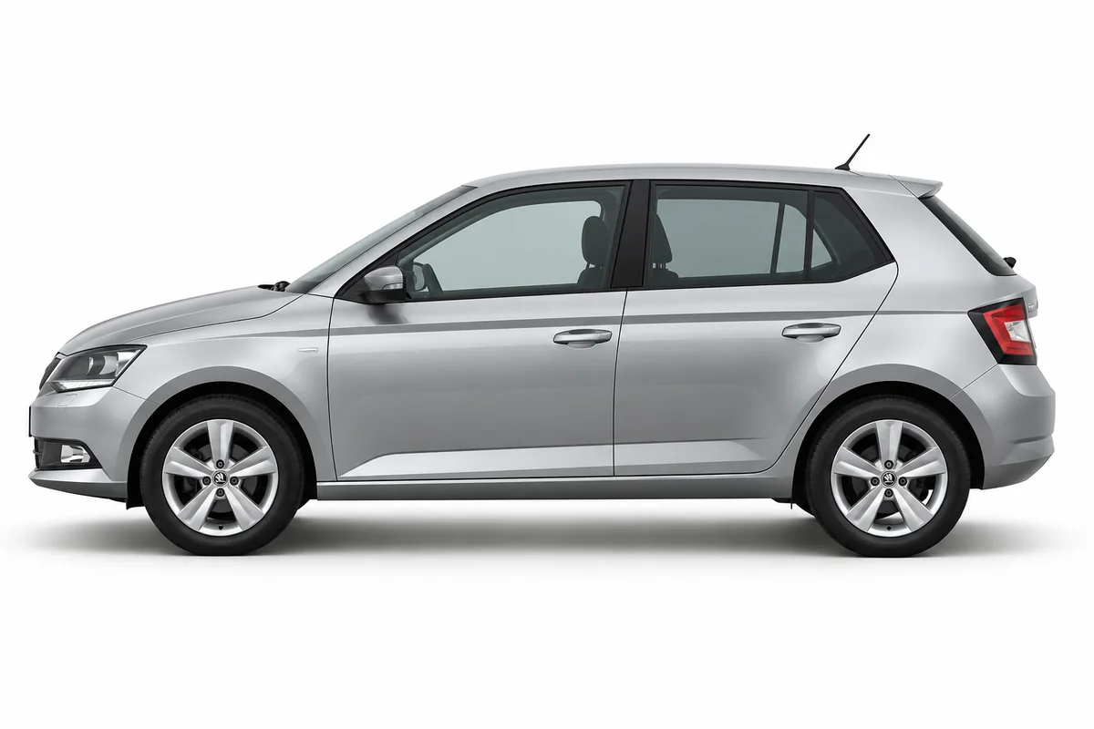 Illustrative side view of Škoda Fabia; model year and body style may differ