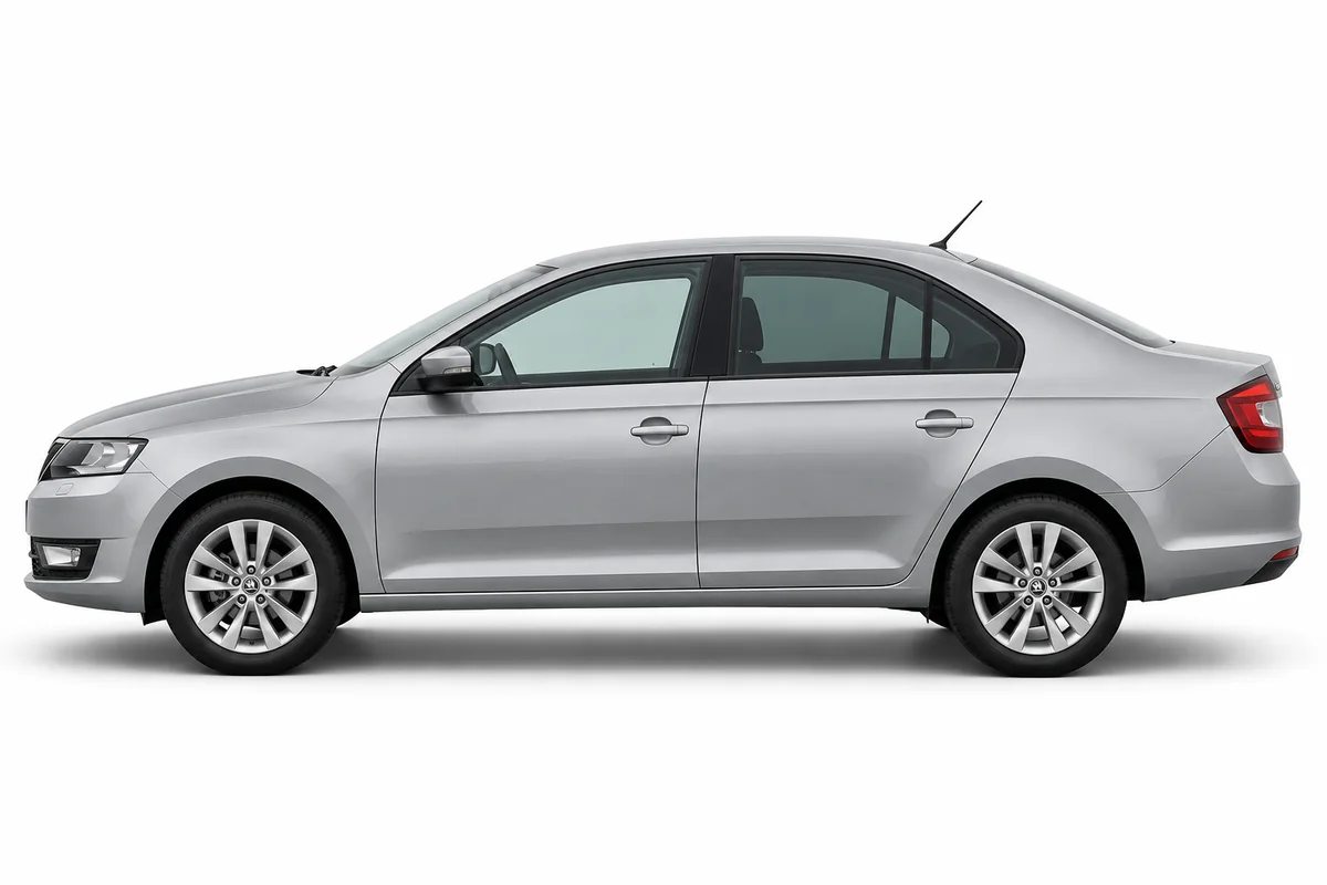 Illustrative side view of Škoda Rapid; model year and body style may differ