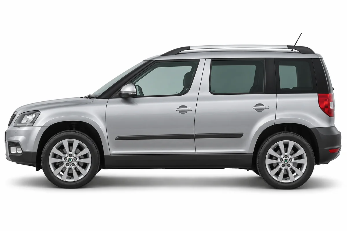 Illustrative side view of Škoda Yeti; model year and body style may differ