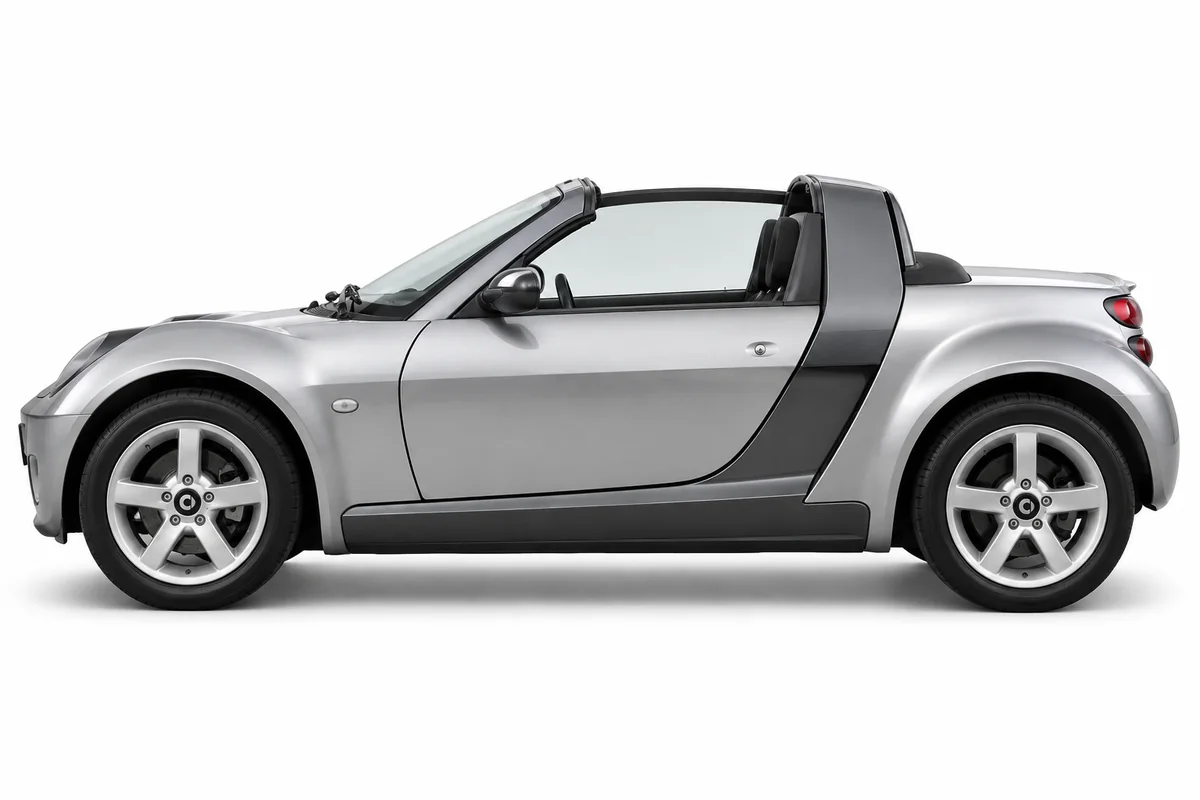 Illustrative side view of Smart Roadster; model year and body style may differ