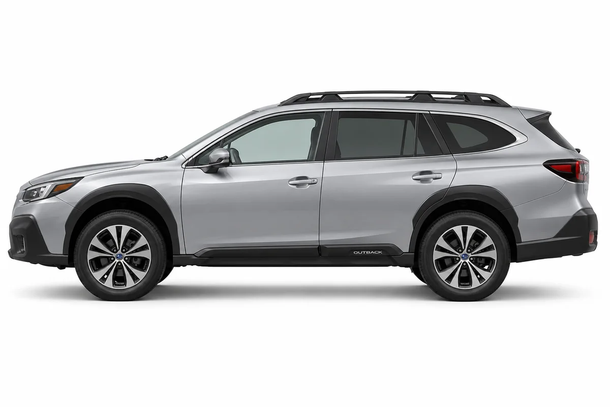 Illustrative side view of Subaru Outback; model year and body style may differ