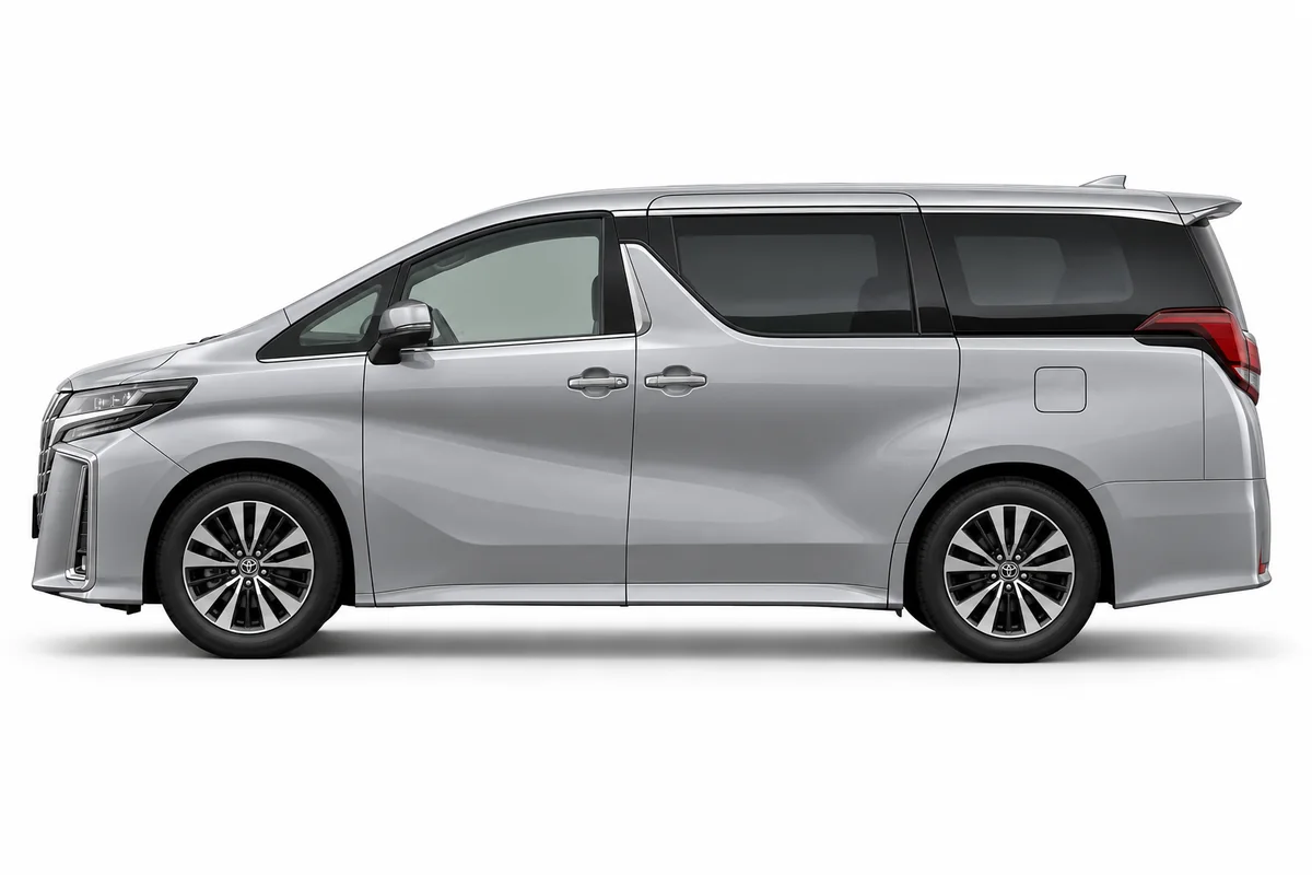 Illustrative side view of Toyota Alphard; model year and body style may differ