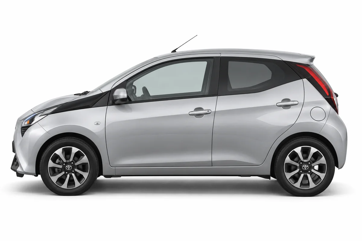 Illustrative side view of Toyota Aygo; model year and body style may differ