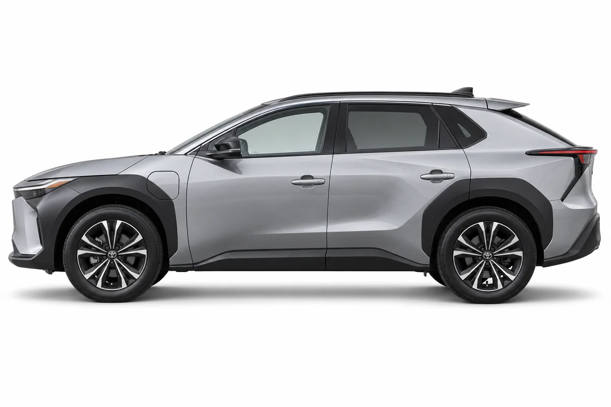 Illustrative side view of Toyota BZ4X; model year and body style may differ