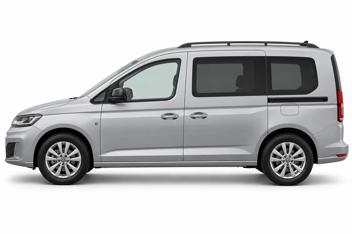 Illustrative side view of Volkswagen Caddy; model year and body style may differ