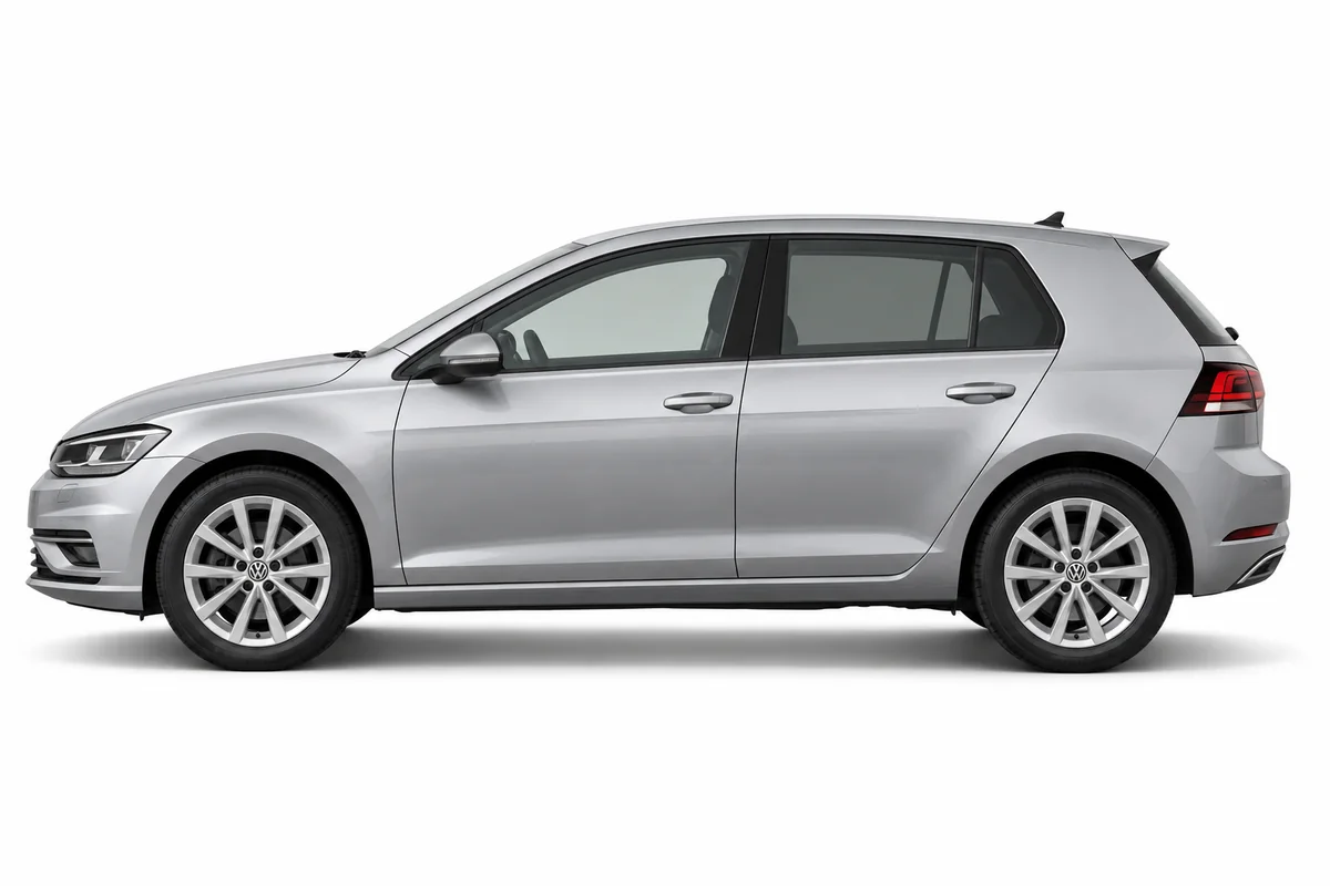 Illustrative side view of Volkswagen Golf; model year and body style may differ