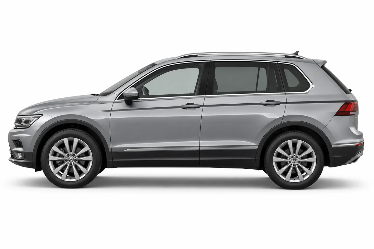 Illustrative side view of Volkswagen Tiguan; model year and body style may differ