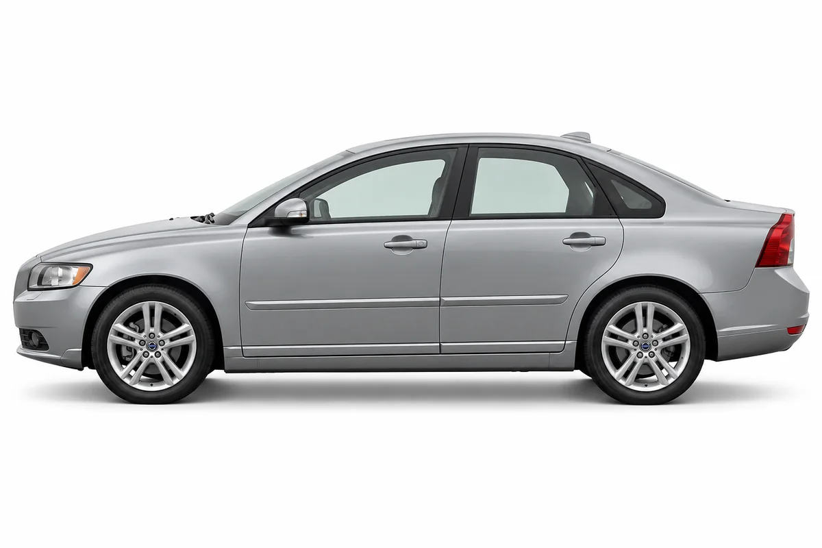 Illustrative side view of Volvo S40; model year and body style may differ