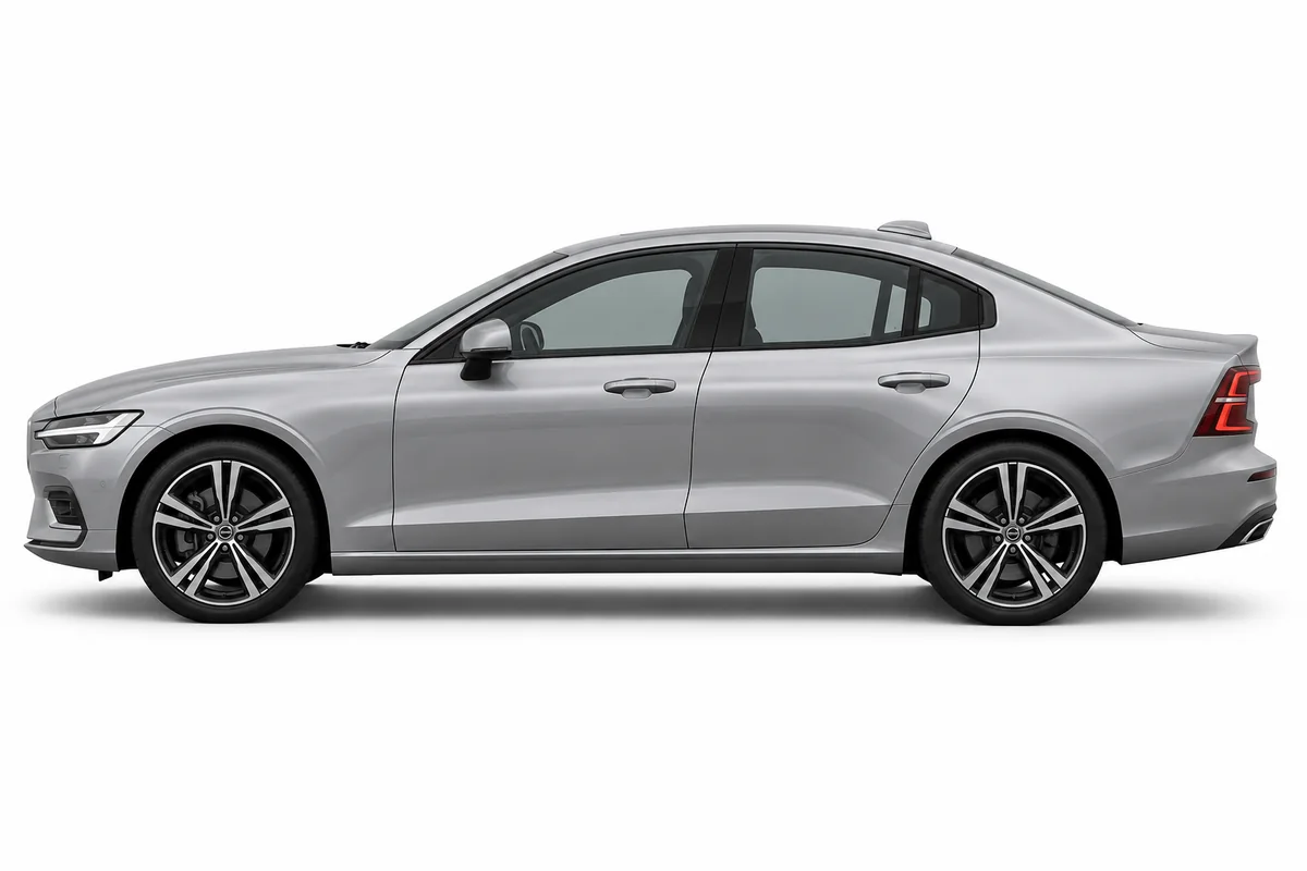 Illustrative side view of Volvo S60; model year and body style may differ