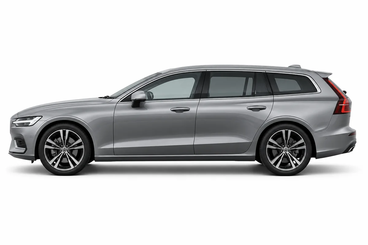 Illustrative side view of Volvo V60; model year and body style may differ